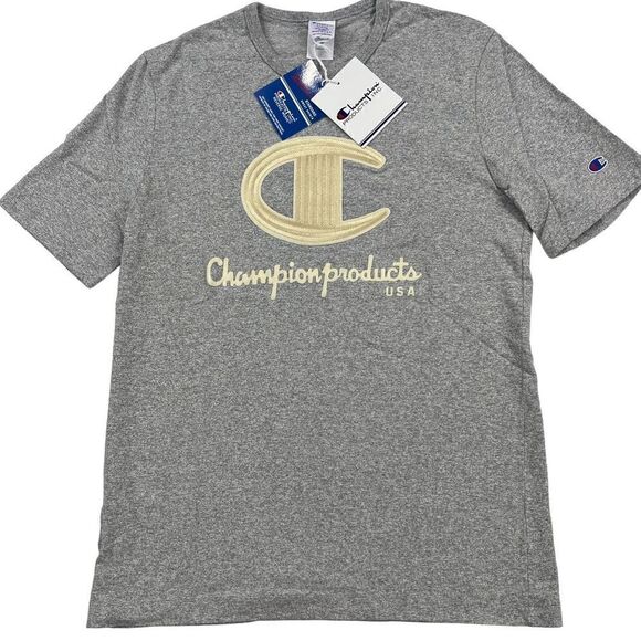 New Champion Men US L Gray Heavyweight Jersey Short Sleeve Heritage T-Shirt  Tee - Picture 1 of 9